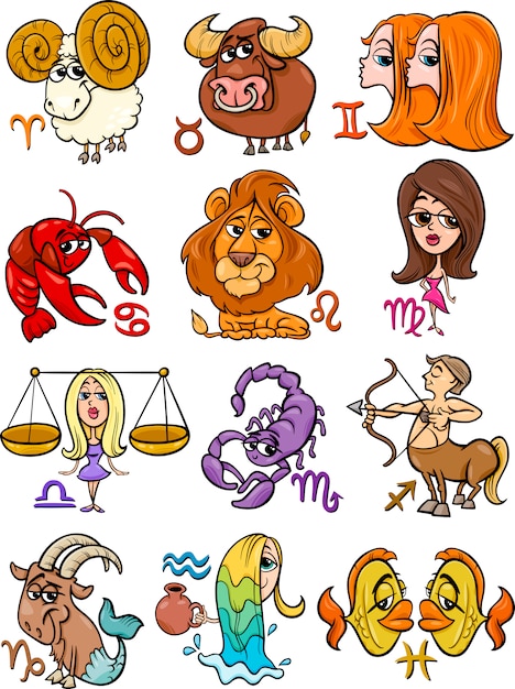 Vector horoscope zodiac signs set