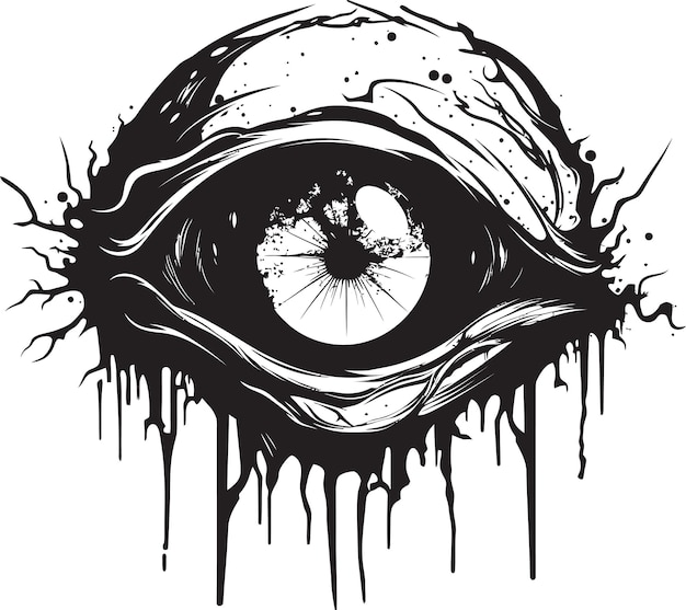 Horrifying Gaze Black Creepy Eye Logo Spooky Zombie Glare Vector Scary Eye Design