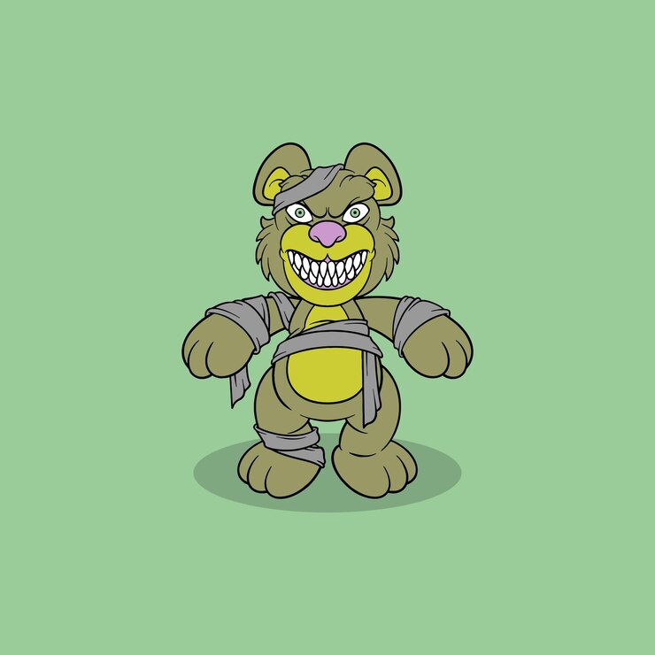 Vector horror bear doll cartoon
