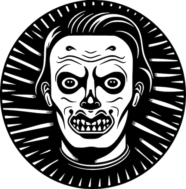 Vector horror black and white isolated icon vector illustration