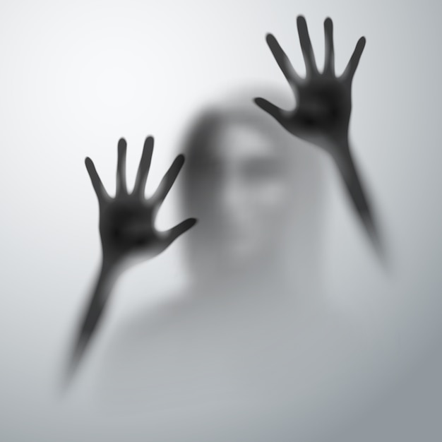 Horror blurred silhouette human hands