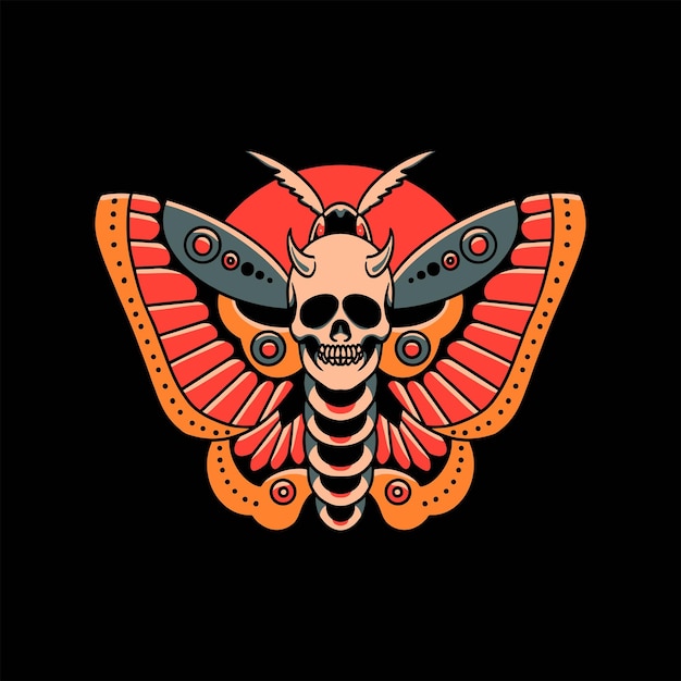 Vector horror butterfly tattoo vector design