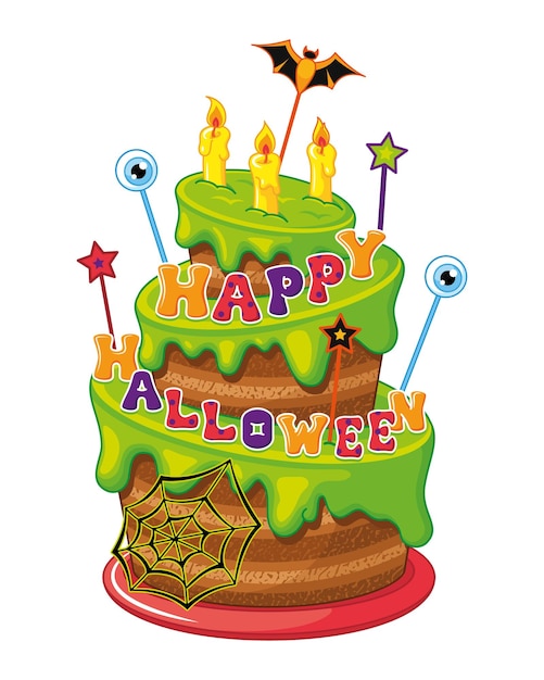 Horror cake voor halloween cartoon vectorillustratie