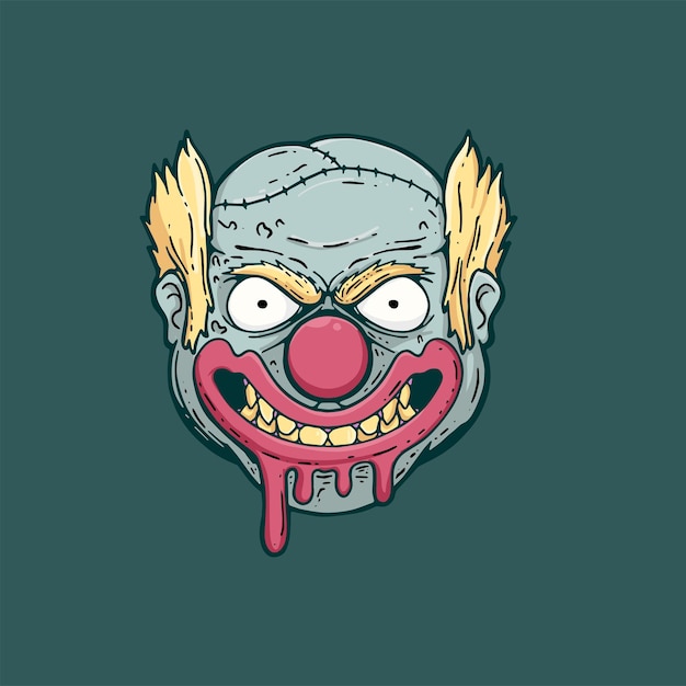 Vector horror clown zombie illustration design t shirt poster