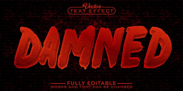 Horror Damned Vector Editable Text Effect Template