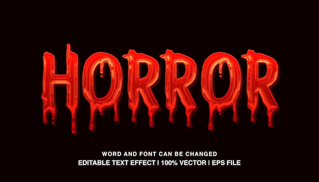 Horror editable text effect template liquid red slime 3d bold cartoon text style