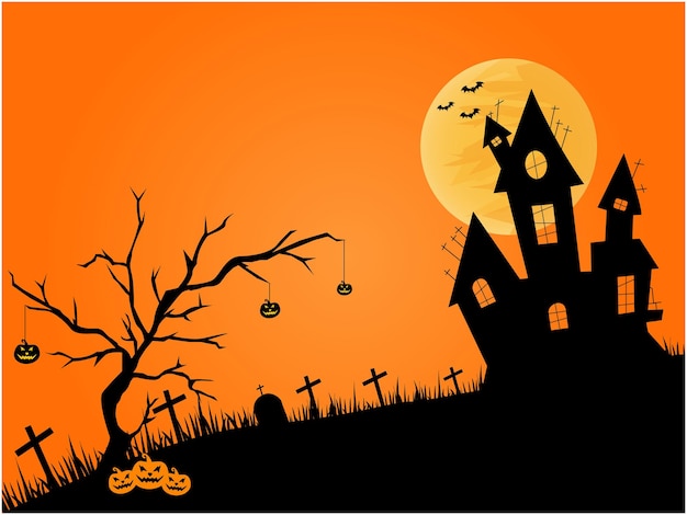 horror graveyard silhouette halloween illustration background