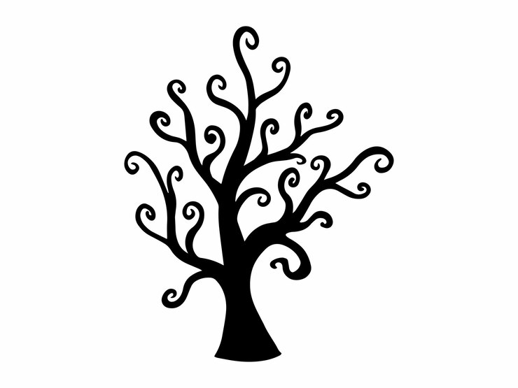 Vector horror halloween tree line art