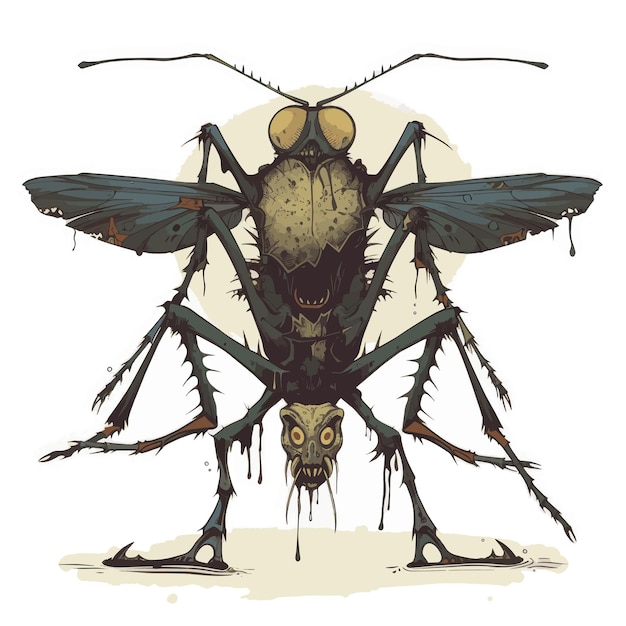 Horror and Humor Zombie Mosquito Illustration