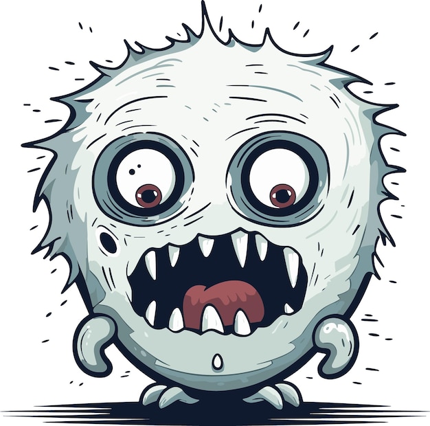 horror monster white background illustration minimal flipart vector style