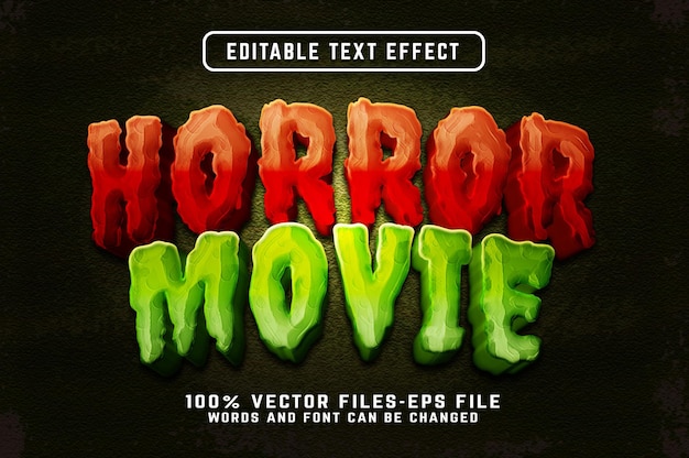 Horror movie 3d concept text effect style halloween template background