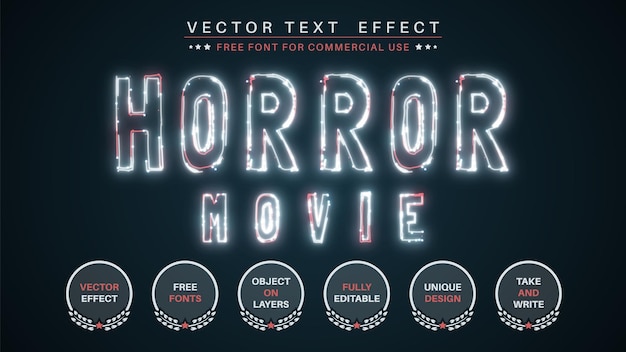 Vector horror movie  edit text effect font style