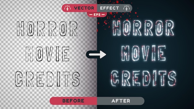 Vector horror movie editable text effect, font style