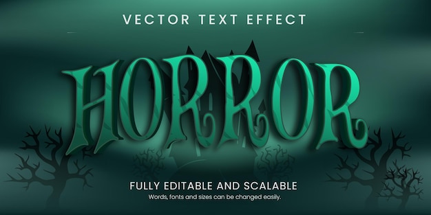 Horror text effect 3d style with abstract background editable