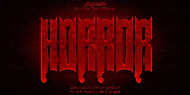 Vector horror text effect editable alphabet red spooky devil evil dead