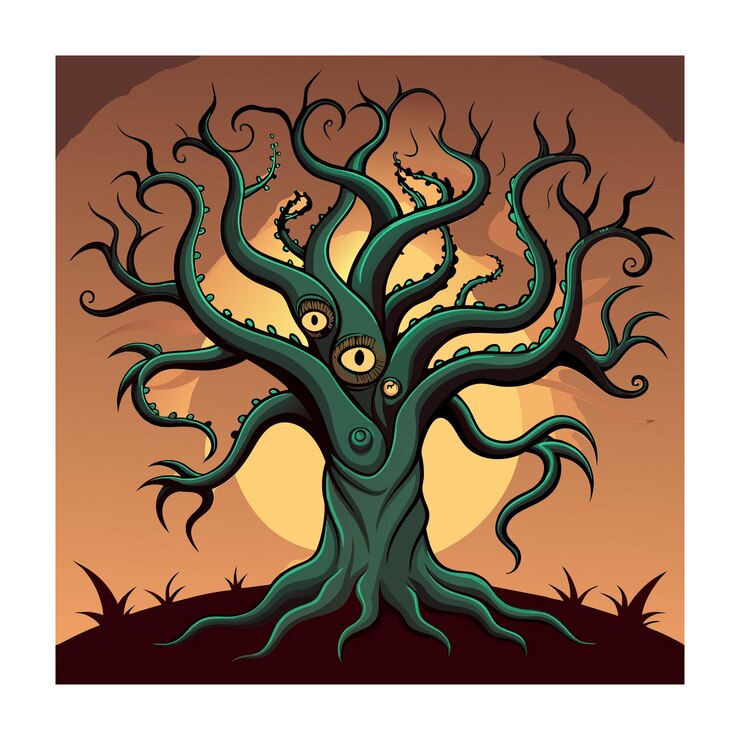 Vector horror tree vector illustration