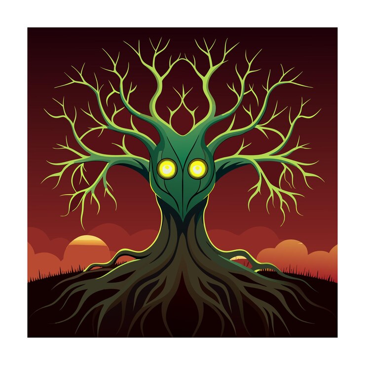 Vector horror tree vector illustration