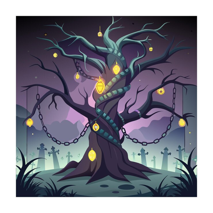 Vector horror tree vector illustration