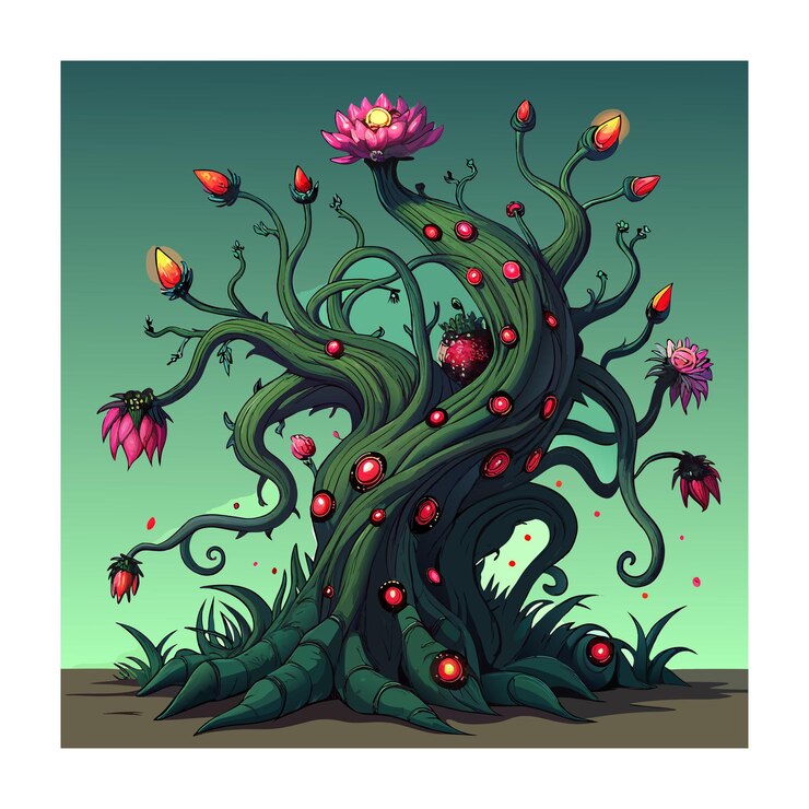 Vector horror tree vector illustration