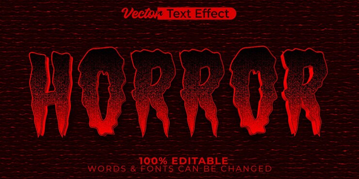 Vector 공포 벡터 텍스트 효과 편집 가능한 알파벳 어두운 악마 유령 레드