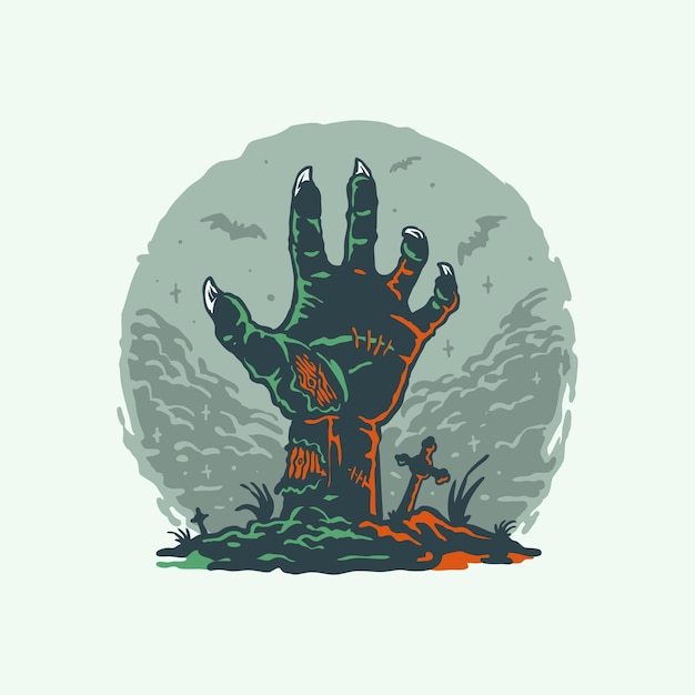 Vector the horror zombie hand vintage style illustration