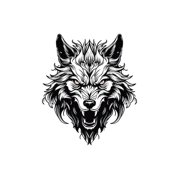 Horror zwarte wolf hoofd vector illustratie