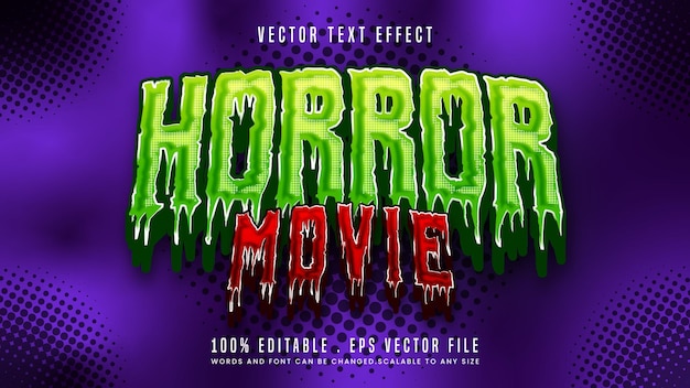 Vector horrorfilm 3d bewerkbare teksteffect lettertypestijl