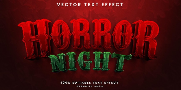 Vector horrornacht bewerkbaar 3d-teksteffect