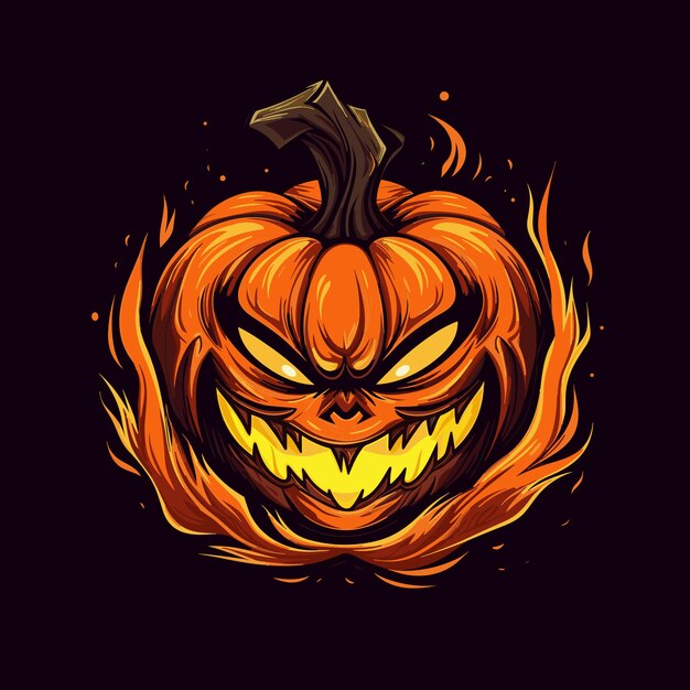 Horrorpompoen in brand vector halloween