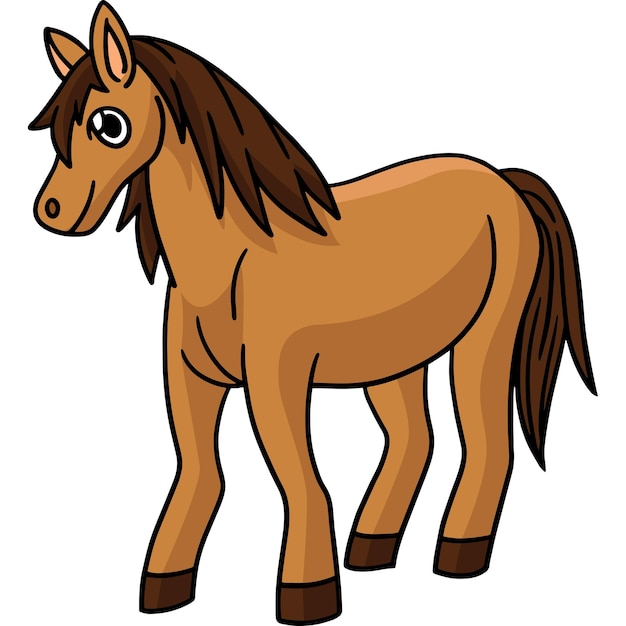 Illustrazione clipart colorata del fumetto dell'animale del cavallo