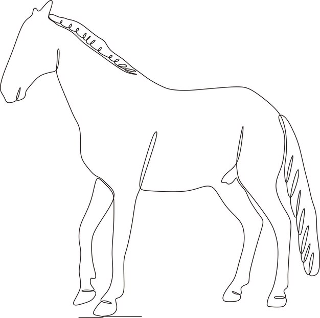 Illustrazione vettoriale di disegno a linea continua di animali cavallo