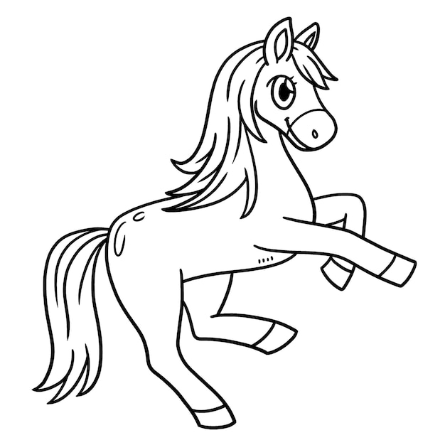 Horse animal isolated coloring page for kids