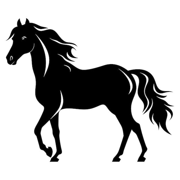 Vector horse black silhouette with negative space