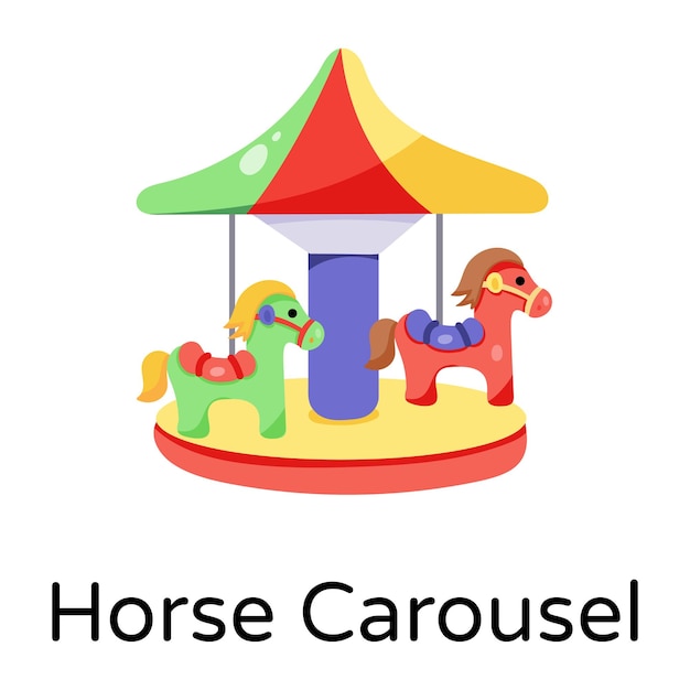 horse carousel icon designed in flat style