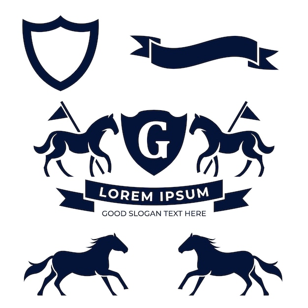 Иллюстрация логотипа Horse Crest Emblem Vintage Heraldic style template logo