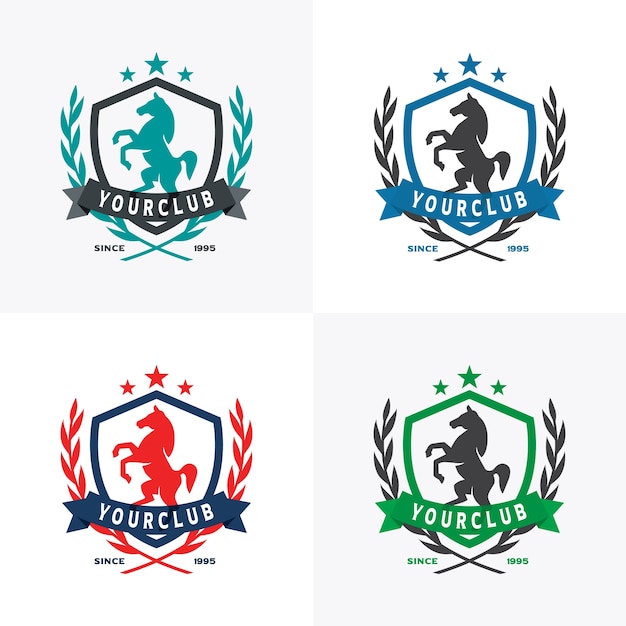 Vector horse crest met krans en ster badge voor bedrijfsidentiteit