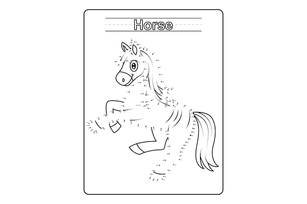 Vector horse dot to dot coloring page for kids