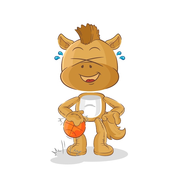 Horse dribble basketball character cartoon mascot vector