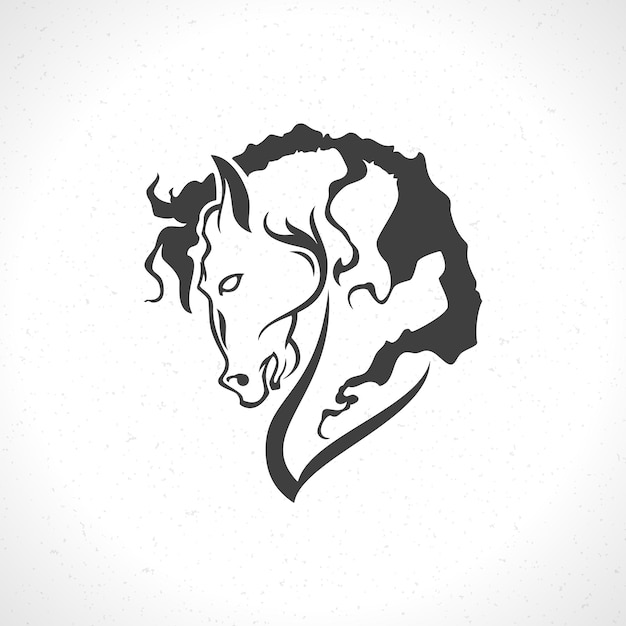 Vector horse face logo emblem template