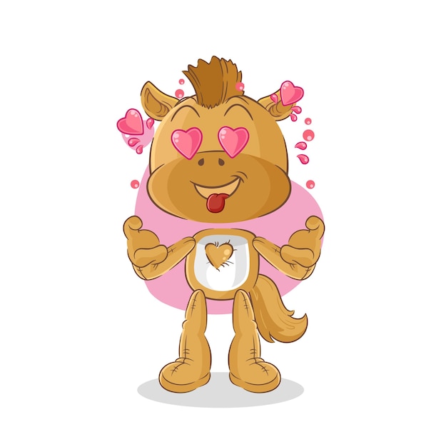 Vector horse fallin love vector cartoon character
