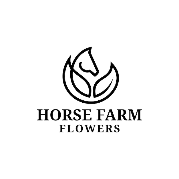 Horse farm logo ispirazione foglia astratta