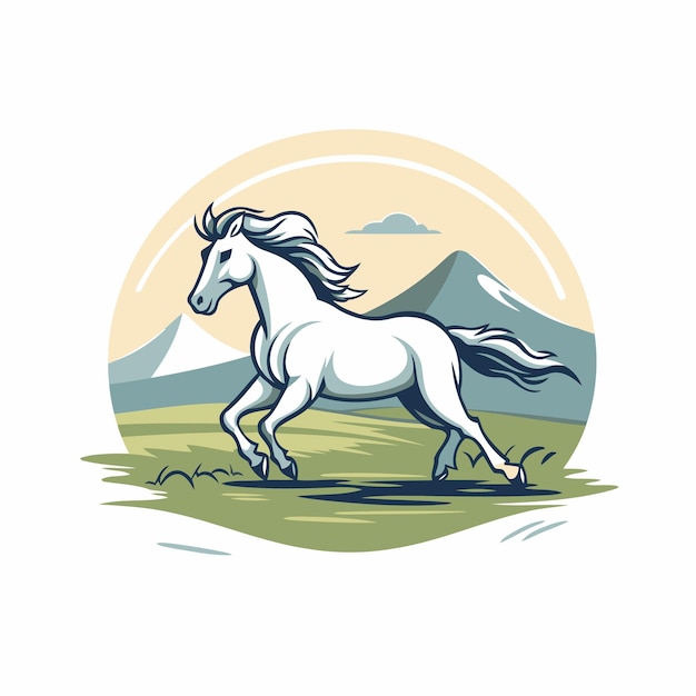 Vector horse in the field vector illustration of a white horse