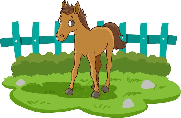 horse and foal cartoon vector