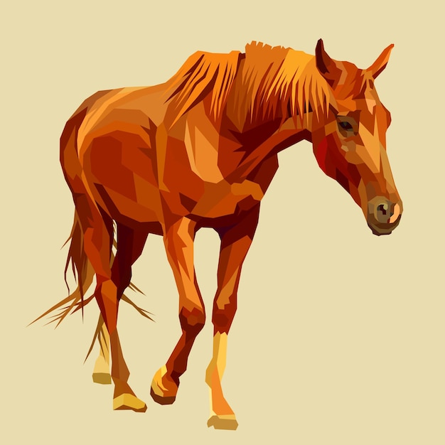 Horse on geometric pop art vector illustration.