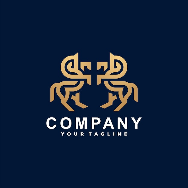 Horse gold gradient logo design