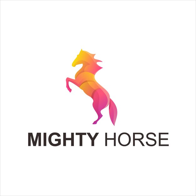 horse gradient colorful logo illustration design