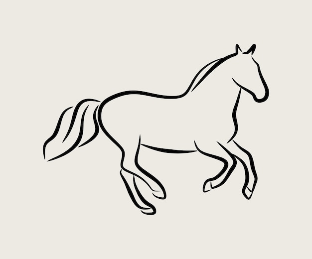 Horse hand drawn line art