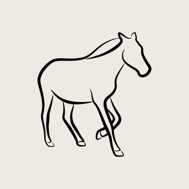 Horse hand drawn line art