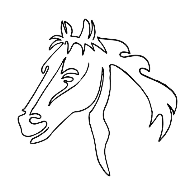 Vector horse head continuous one line drawing art illustrartion vector