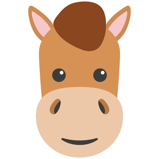 Vector horse head farm animal face in flat style